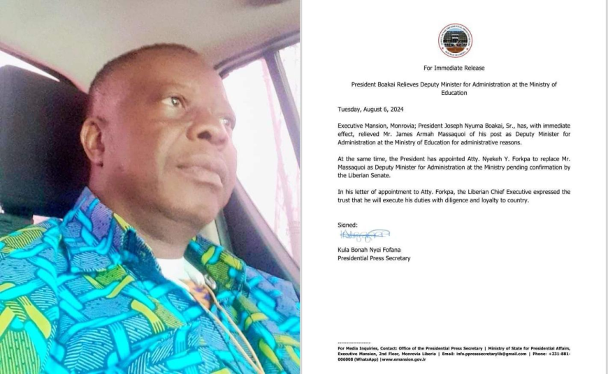 President Boakai Fires  MOE Deputy Minister James Armah Massaquoi  After Warning gov't officials at 5th Cabinet Retreat