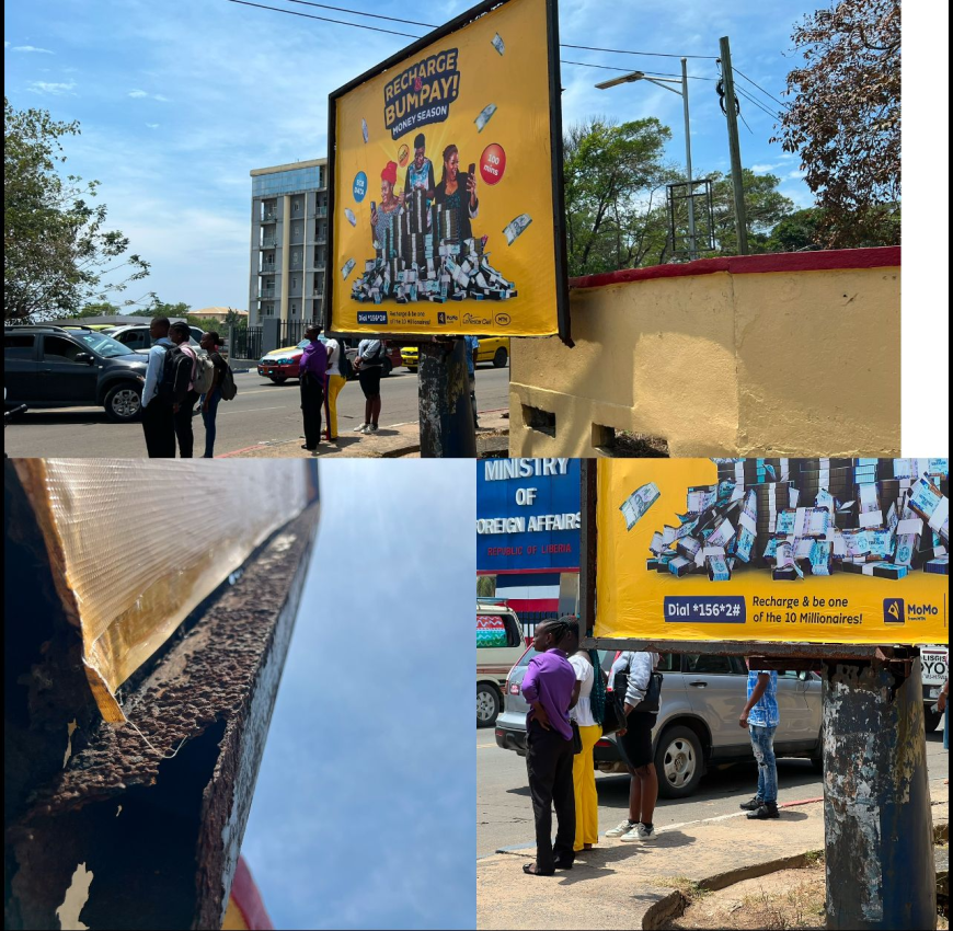Lonestar Cell MTN signboard is Dilapidated and Needs Urgent Attention