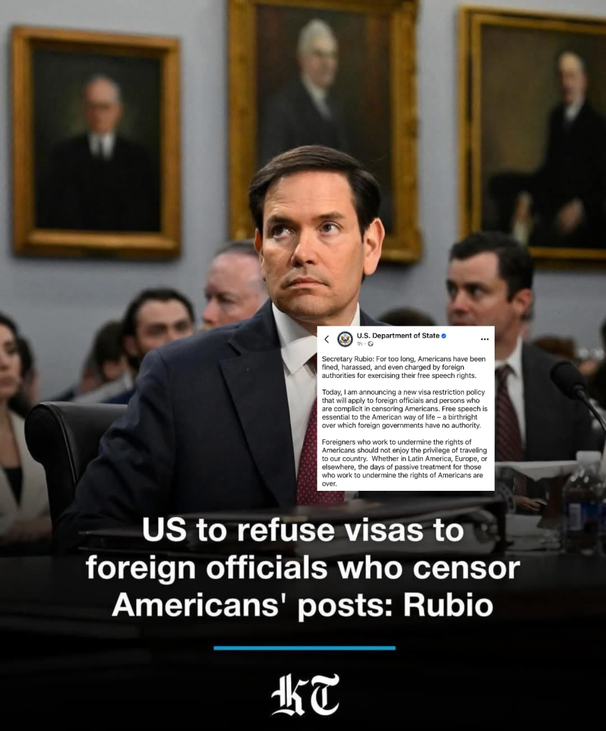 U.S. Targets Foreign Censorship with Visa Ban on Officials Who Silence Americans”