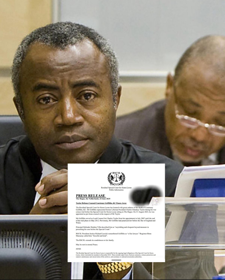 Former ICC Lawyer for Charles Taylor, Courtenay Griffiths, Dies