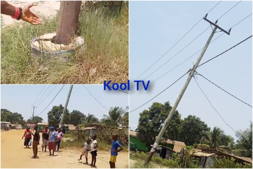 Falling LEC Tension Pole Puts Citizens' Safety at Risk in Kpanwen, Lower Johnsonville